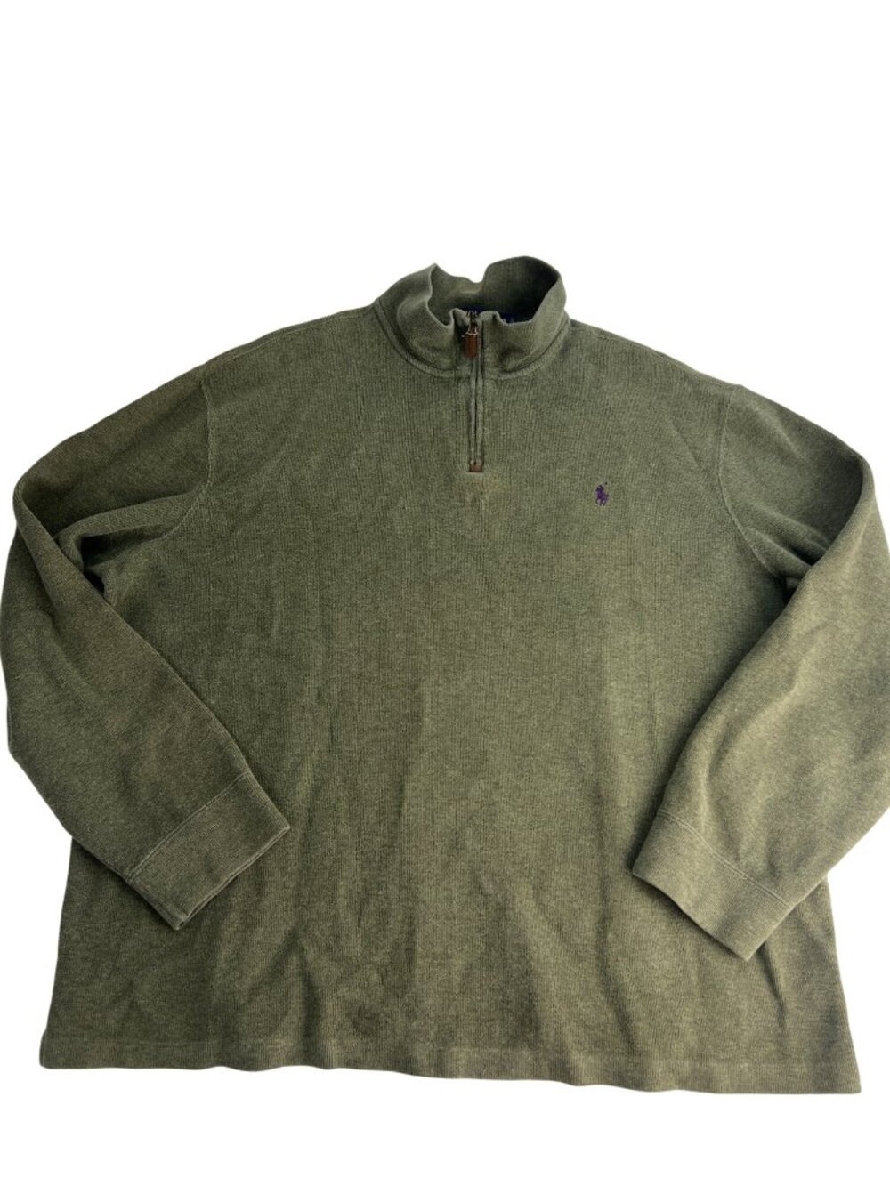 Polo Ralph Lauren Mens 1/4 Zip Pullover Sweater XXL Green Cotton Blend